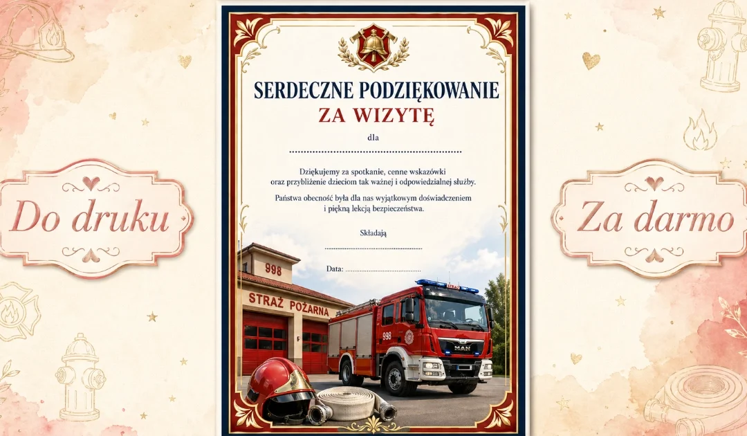 Serdeczne podziękowanie za wizytę strażaków