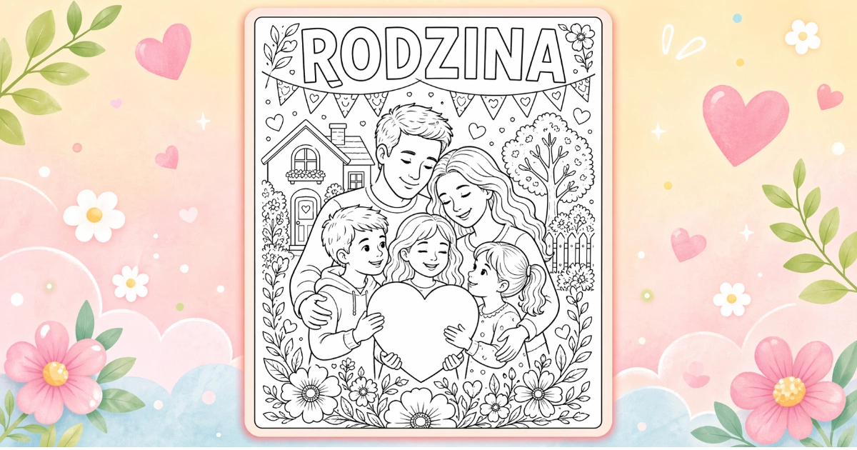 Kolorowanki: Rodzina i duże serce