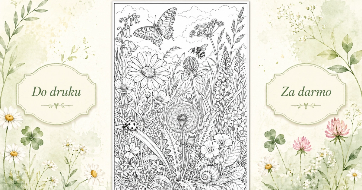 Kolorowanka: Cała majowa łąka z mieszkańcami 43