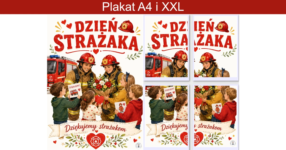 Dzieci dziękujące strażakom