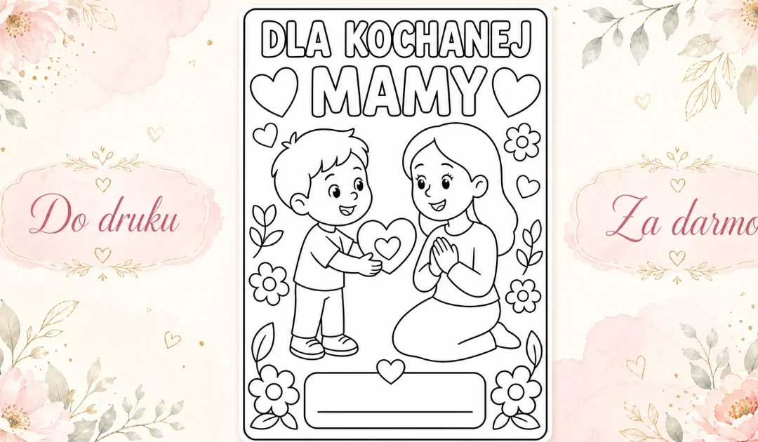 Laurka do pokolorowania od młodszego chłopca na Dzień Mamy