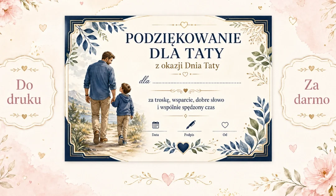 Dyplom: Podziękowanie dla Taty