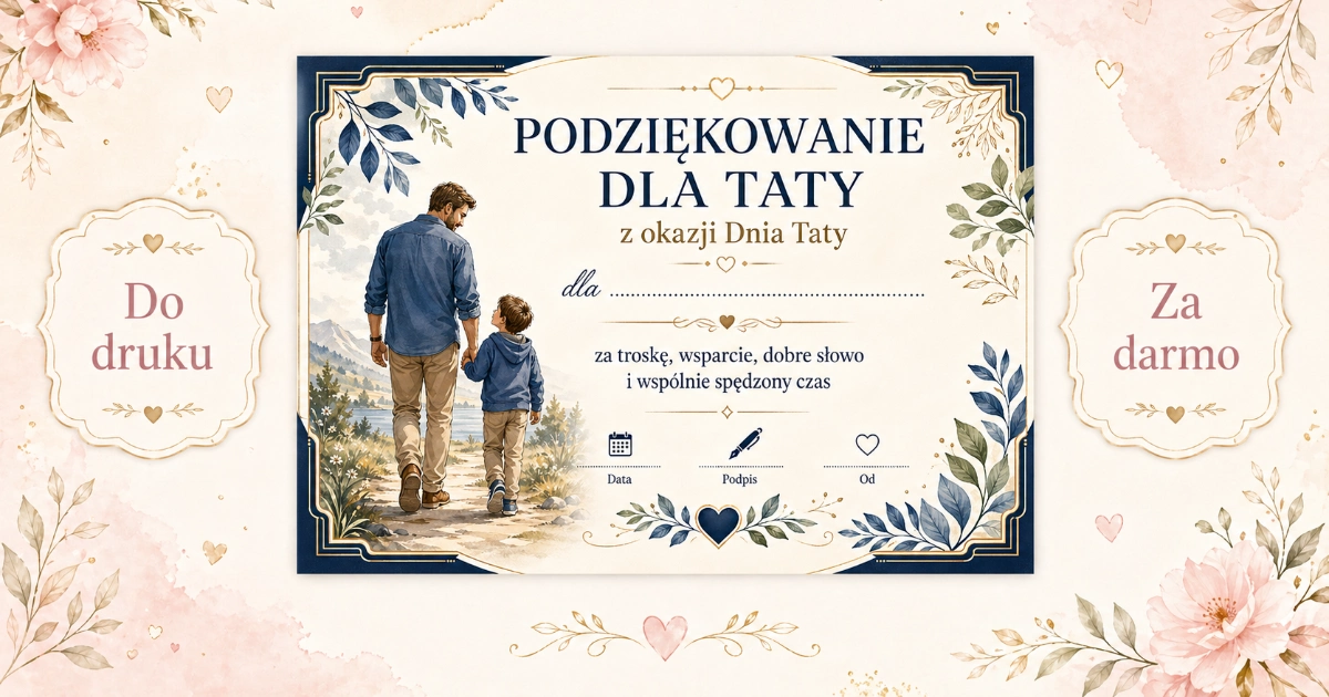Dyplom: Podziękowanie dla Taty