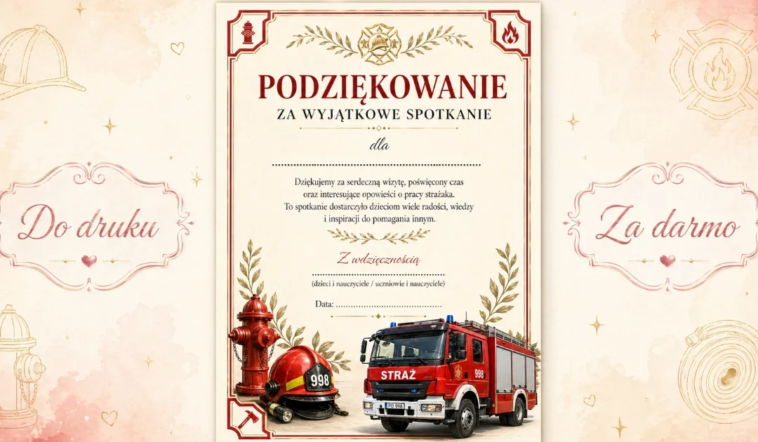 Podziękowanie za wyjątkowe spotkanie ze strażakami