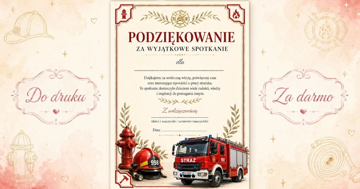 Podziękowanie za wyjątkowe spotkanie ze strażakami