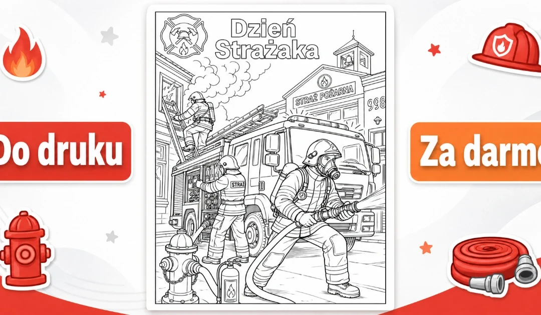 Kolorowanka: Strażacy podczas akcji ratunkowej