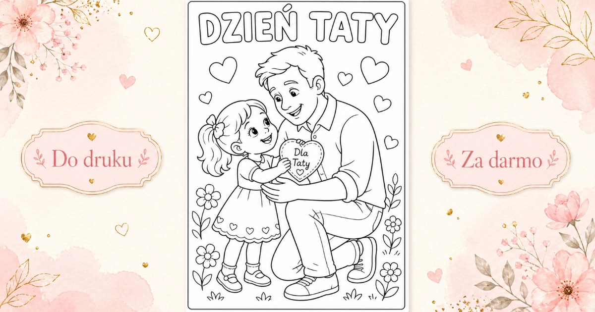 Kolorowanka: Mała córeczka i tata