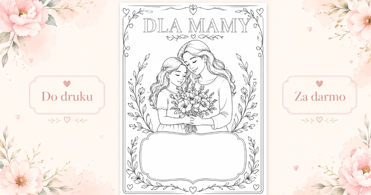 Laurka do pokolorowania od starszej dziewczynki na Dzień Mamy