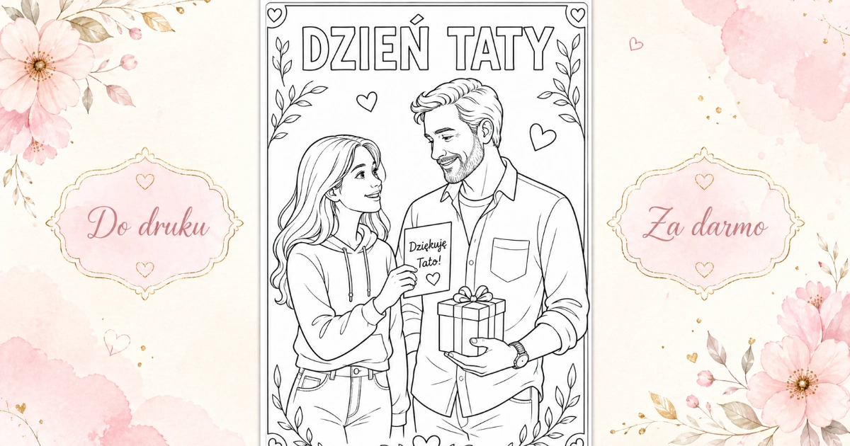 Kolorowanka: Starsza córka i tata 