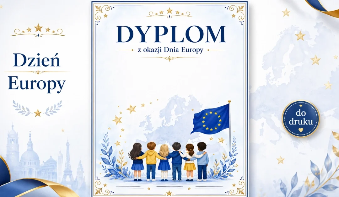 Elegancki dyplom na Dzień Europy