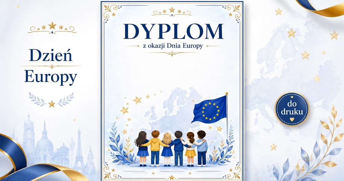 Elegancki dyplom na Dzień Europy