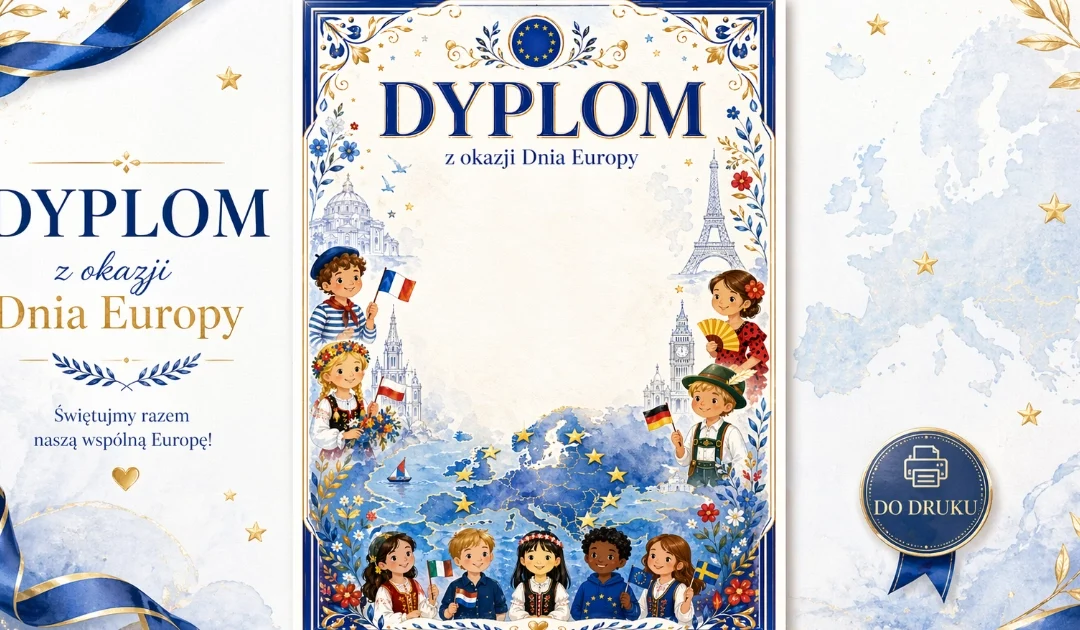 Dyplom ozdobny z dziećmi Europy