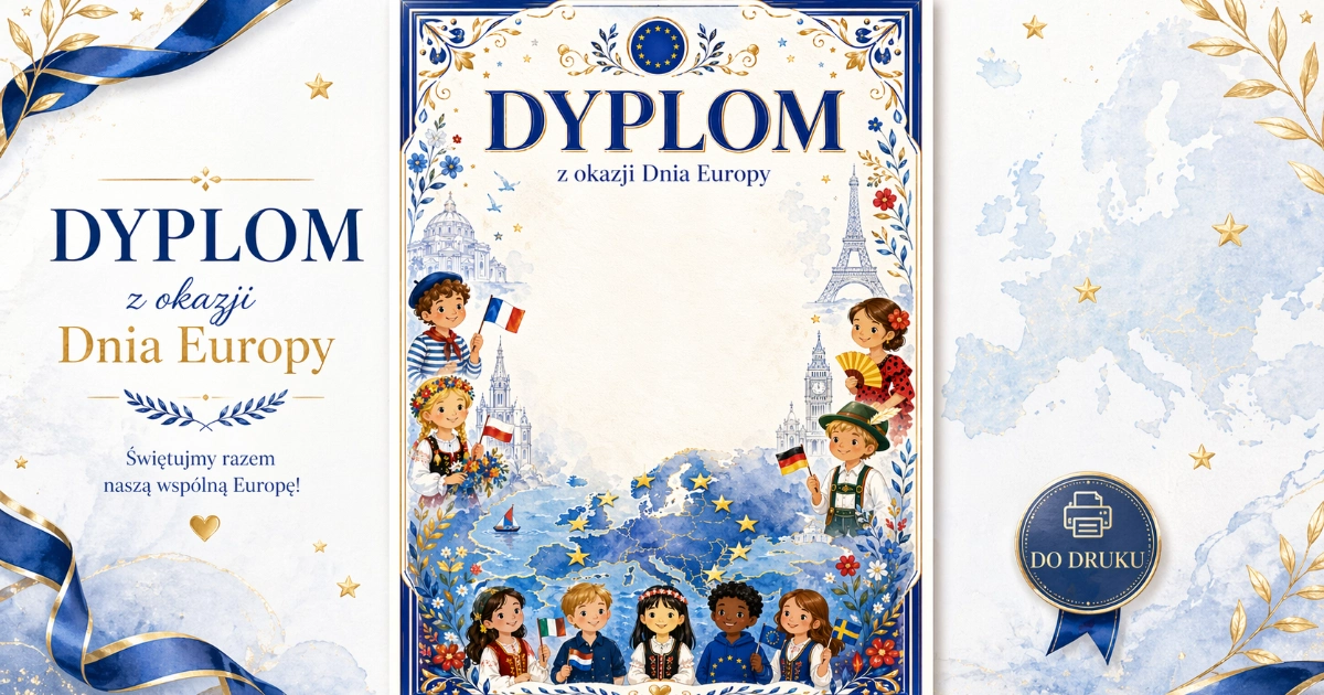 Dyplom ozdobny z dziećmi Europy