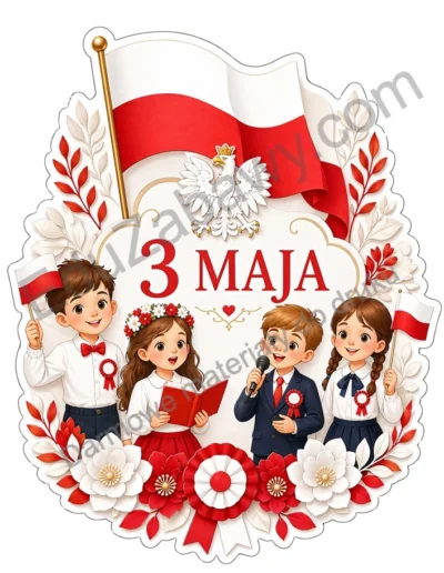 Dekoracje A4 i XXL: Dzieci podczas apelu 3 maja 43