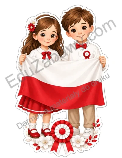 Dekoracje A4 i XXL: Dzieci z flagą 43