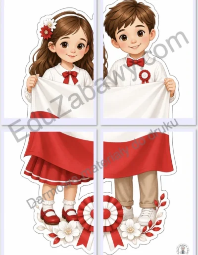 Dekoracje A4 i XXL: Dzieci z flagą 44