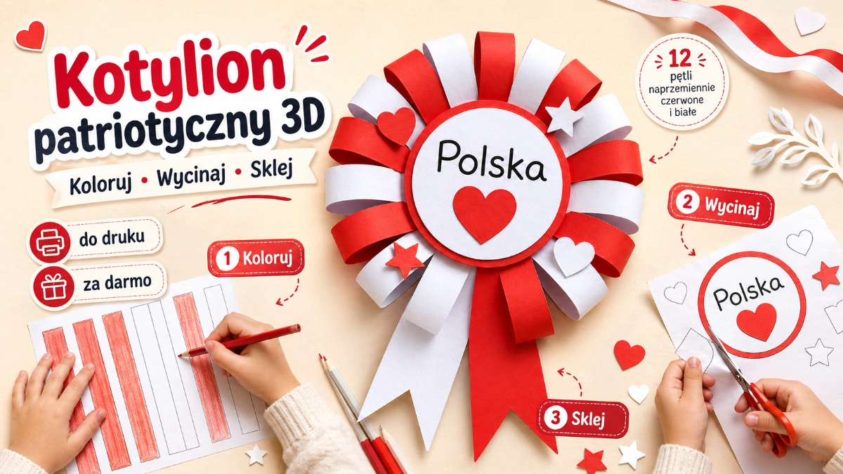 Kotylion patriotyczny 3D 44