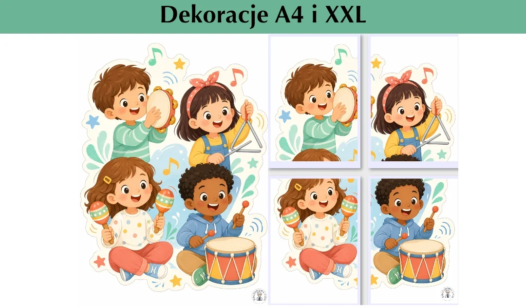 Dekoracje A4 i XXL: Mali muzycy