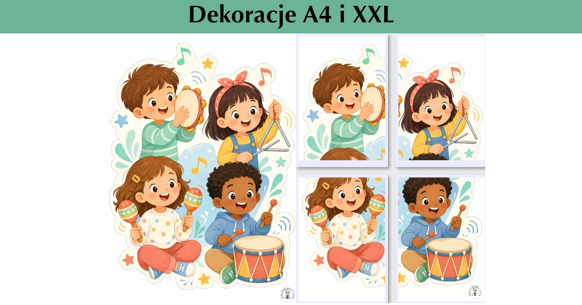 Dekoracje A4 i XXL: Mali muzycy