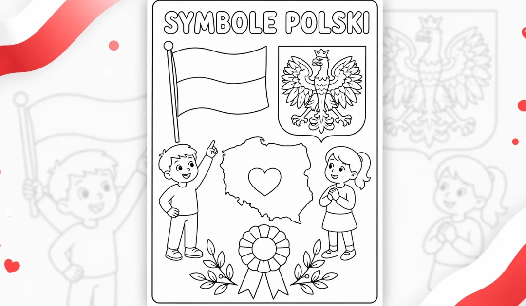 Kolorowanka: Symbole narodowe Polski