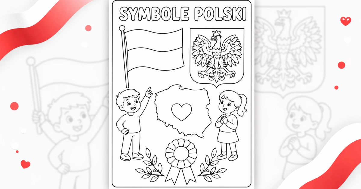 Kolorowanka: Symbole narodowe Polski