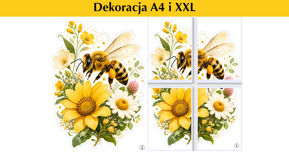 Duża pszczoła wśród kwiatów