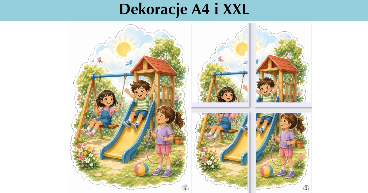 Dekoracje A4 i XXL: Wesoły plac zabaw