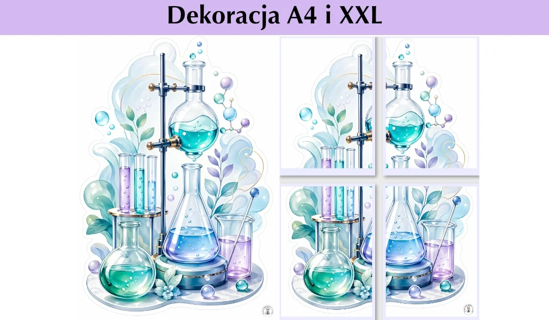Dekoracja A4 i XXL: Laboratoryjna kompozycja