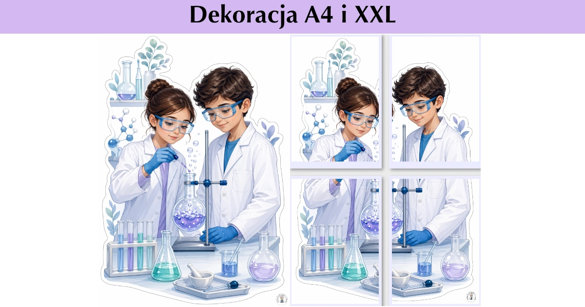 Dekoracja A4 i XXL: Pracownia małego chemika