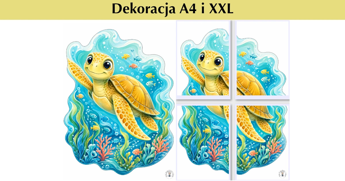 Dekoracja A4 i XXL: Wesoły żółw 43
