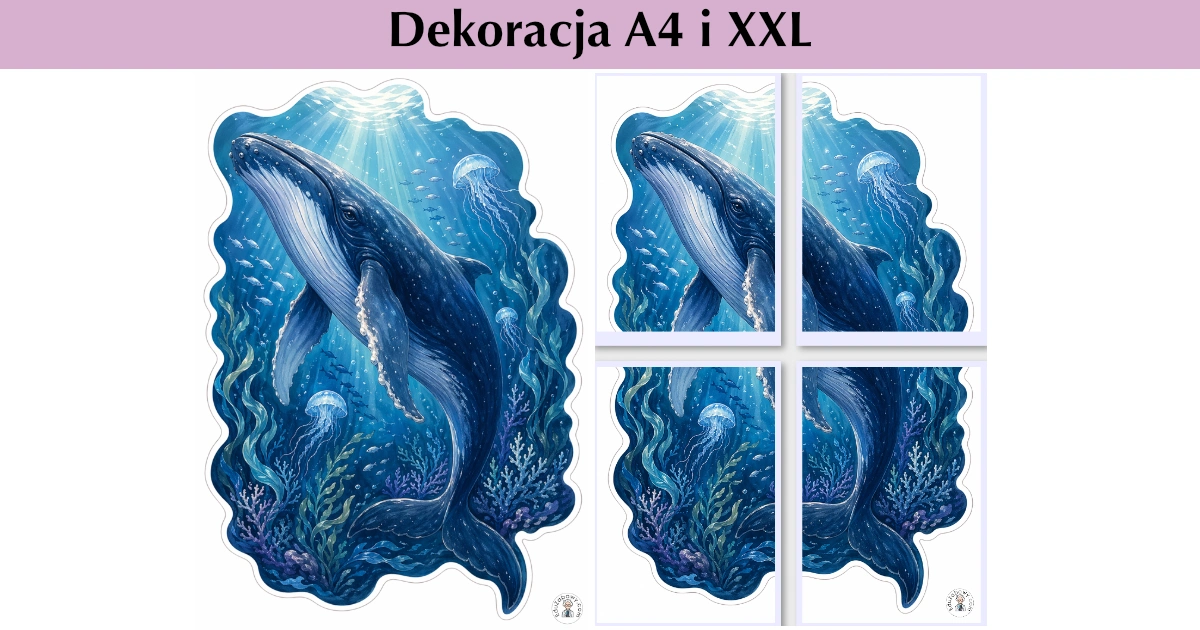 Dekoracja A4 i XXL: Wieloryb w głębinie 43