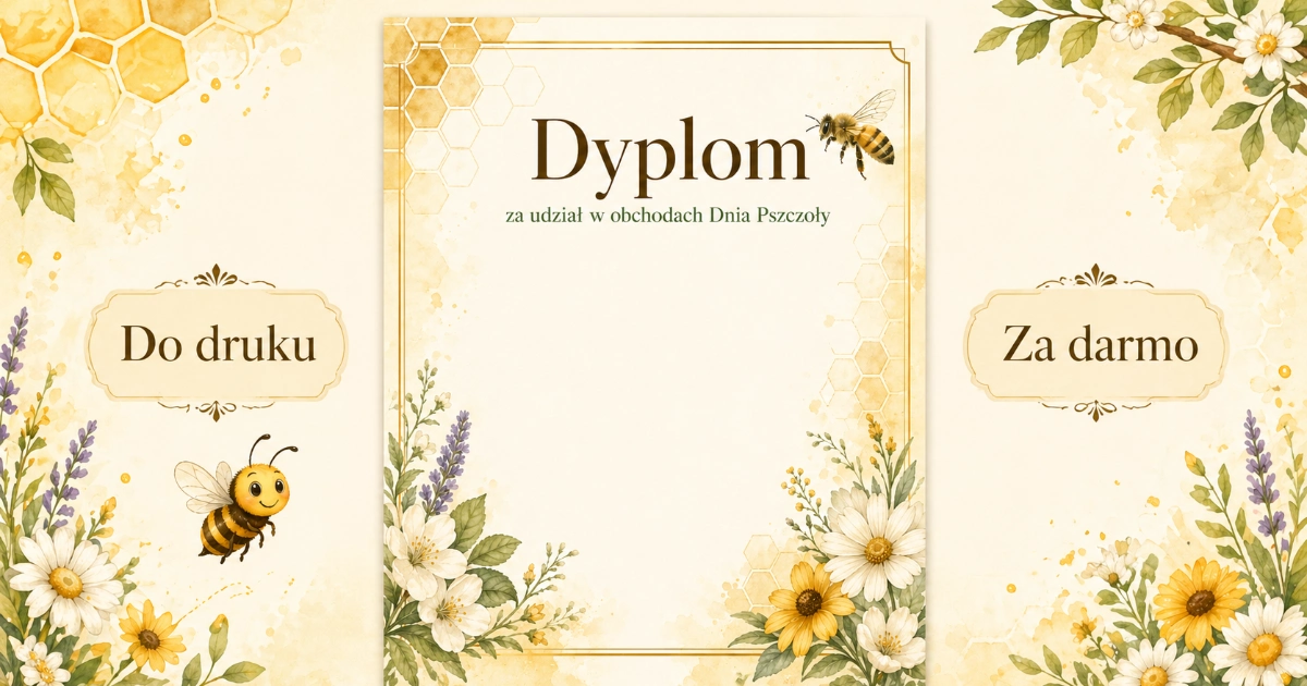 Dyplom na Dzień Pszczoły 1 — bardziej dziecięcy