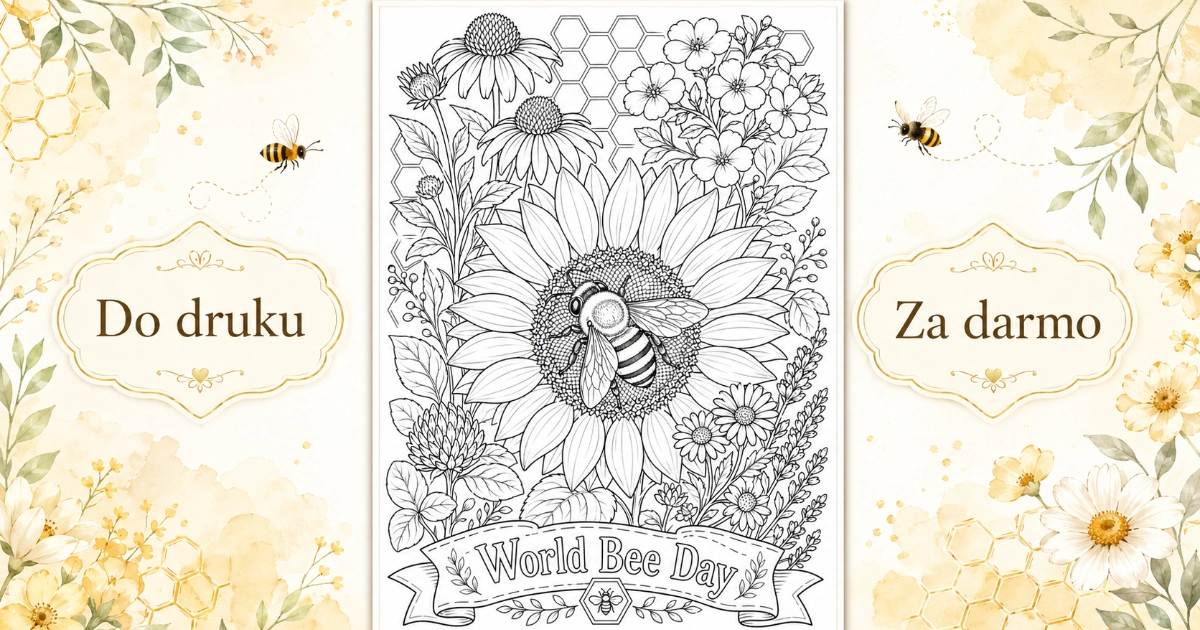 Kolorowanka: Pszczoła na słoneczniku