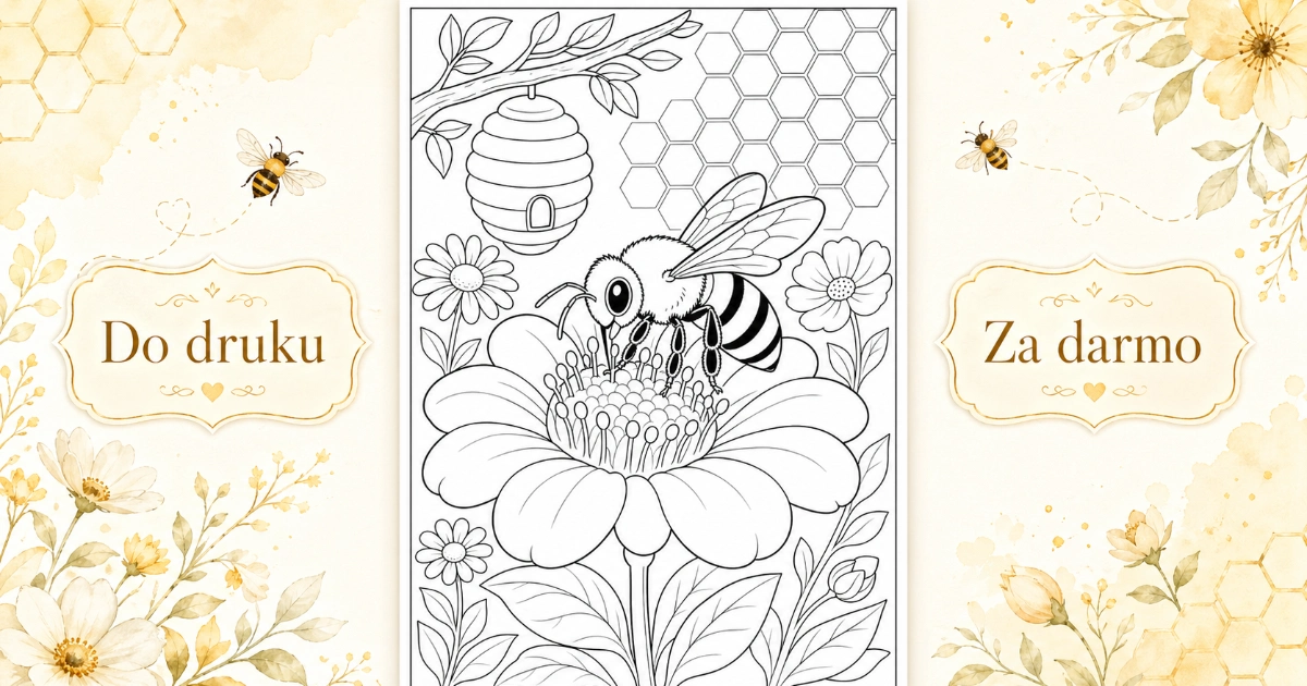 Kolorowanka: Pszczoła i ul