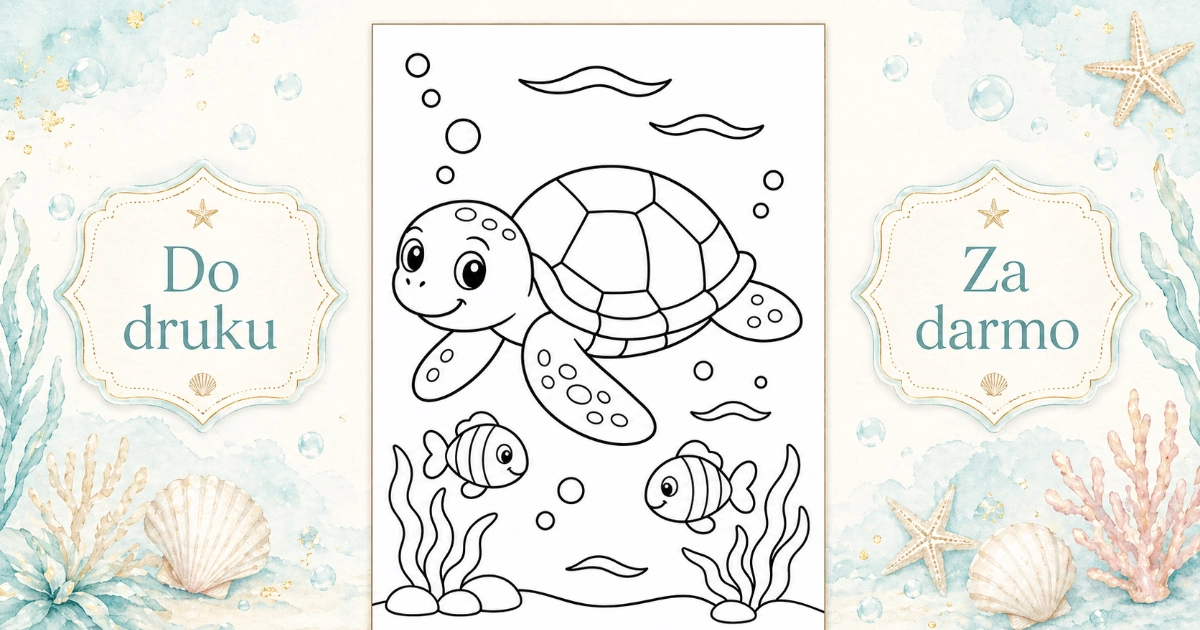 Kolorowanka: Żółw i fale
