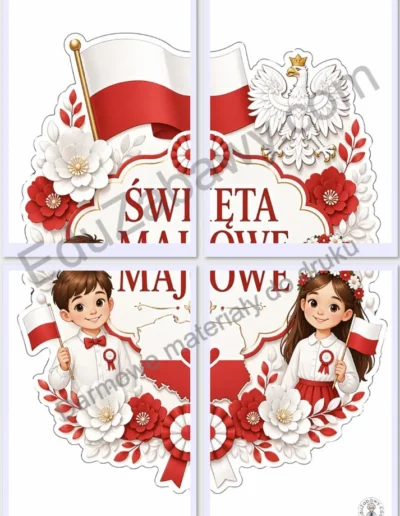 Dekoracje A4 i XXL: Święta majowe 44