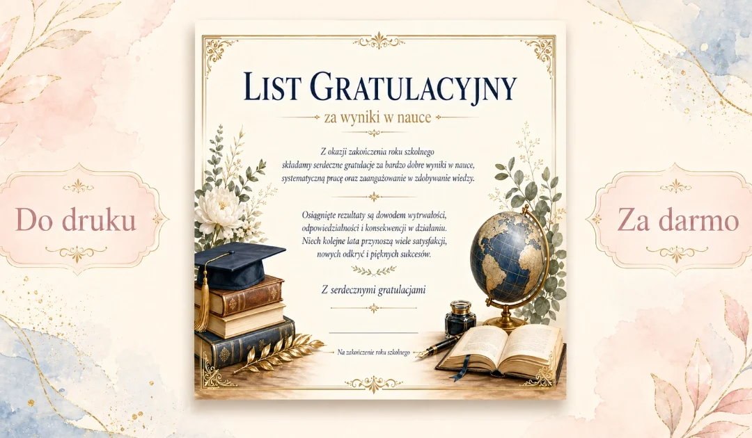 List gratulacyjny za wyniki w nauce