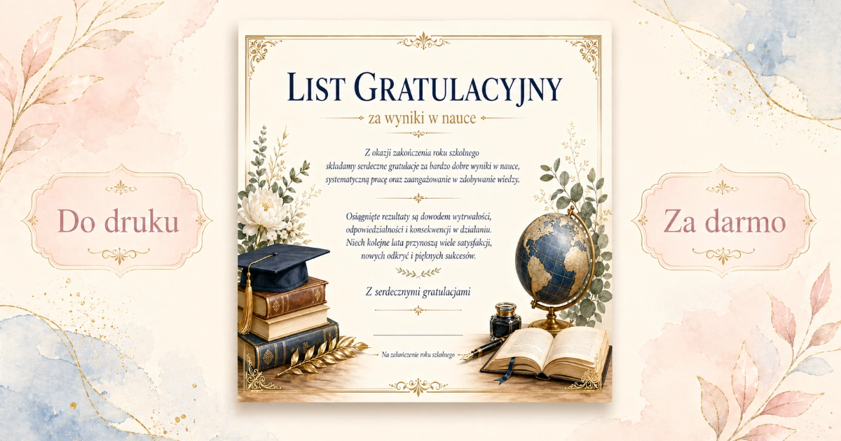 List gratulacyjny za wyniki w nauce