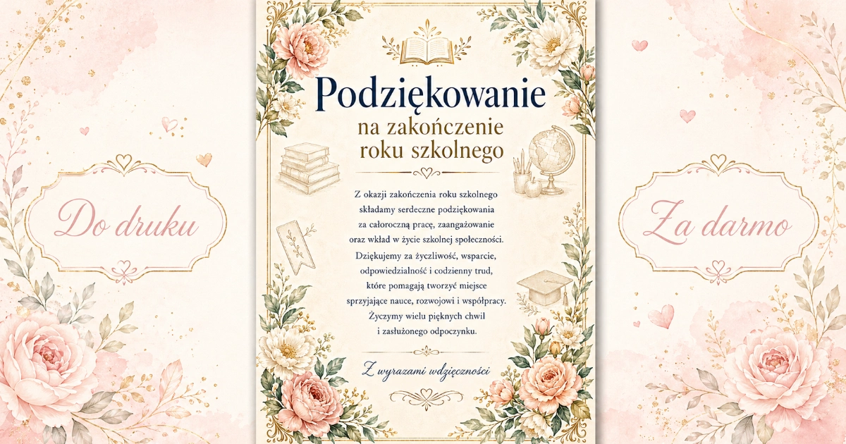 Podziękowanie na zakończenie roku szkolnego