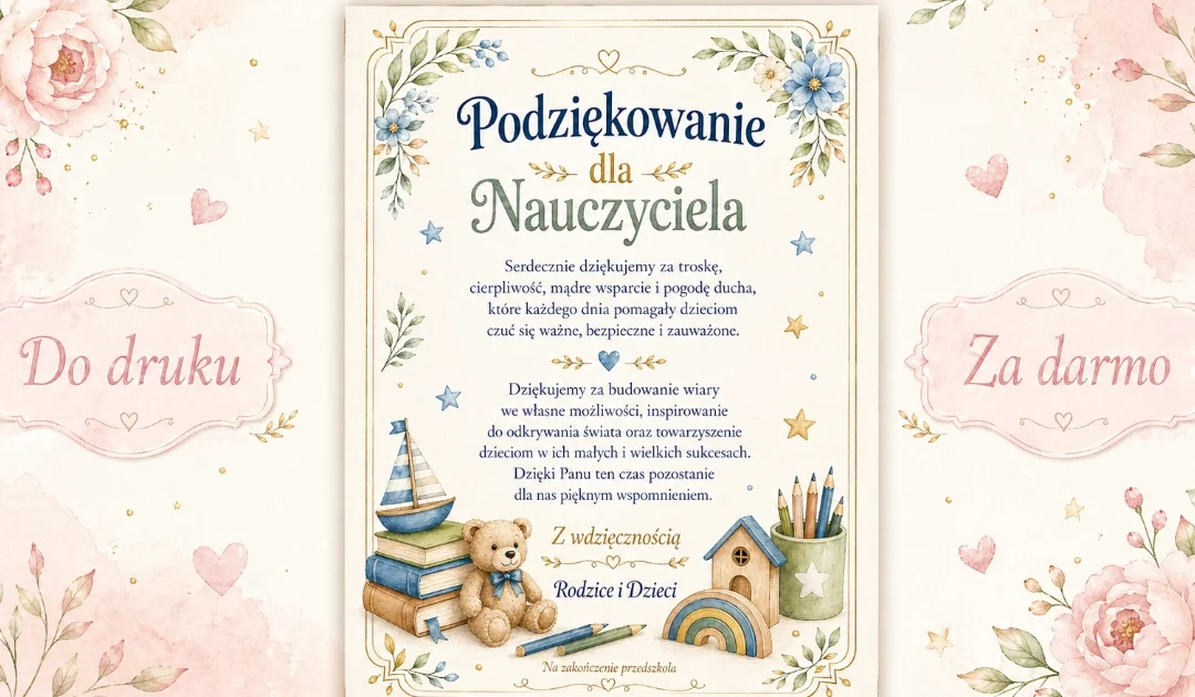 Podziękowanie dla Nauczyciela (na pożegnanie przedszkola)