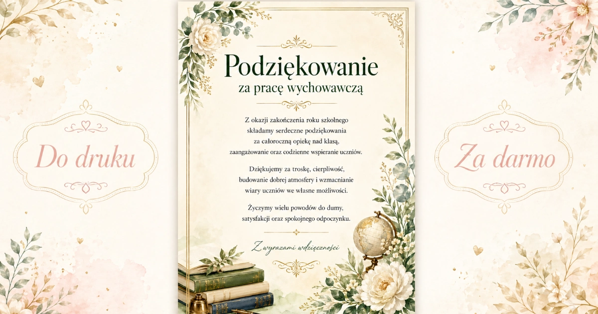 Podziękowanie za pracę wychowawczą 38