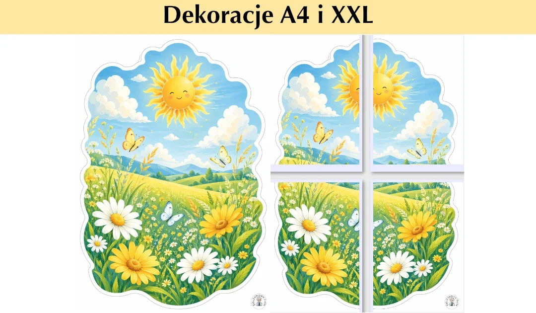 Dekoracje A4 i XXL: Słoneczna łąka