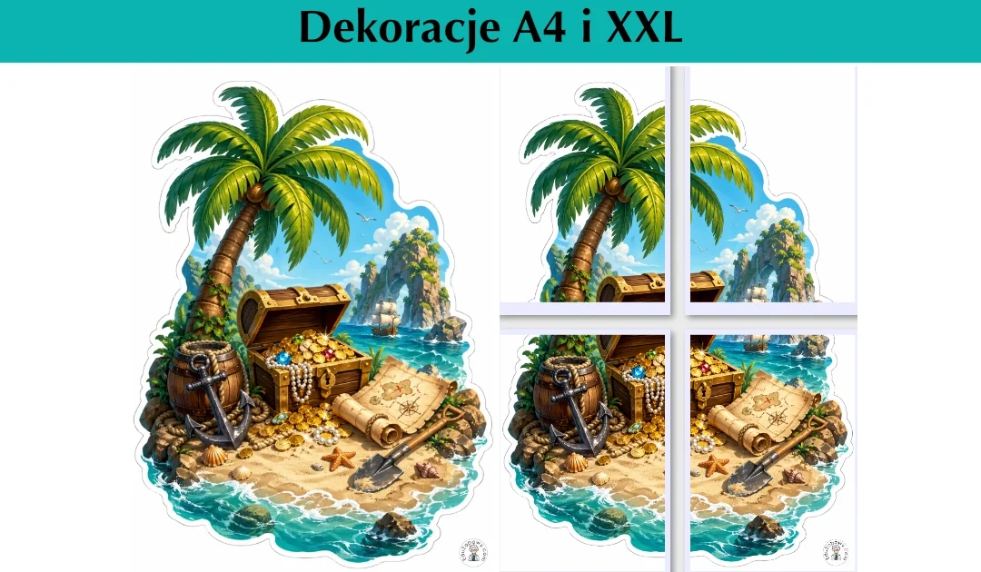 Dekoracje A4 i XXL: Wyspa skarbów