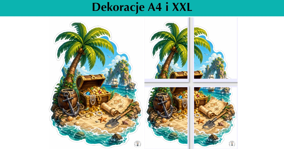 Dekoracje A4 i XXL: Wyspa skarbów