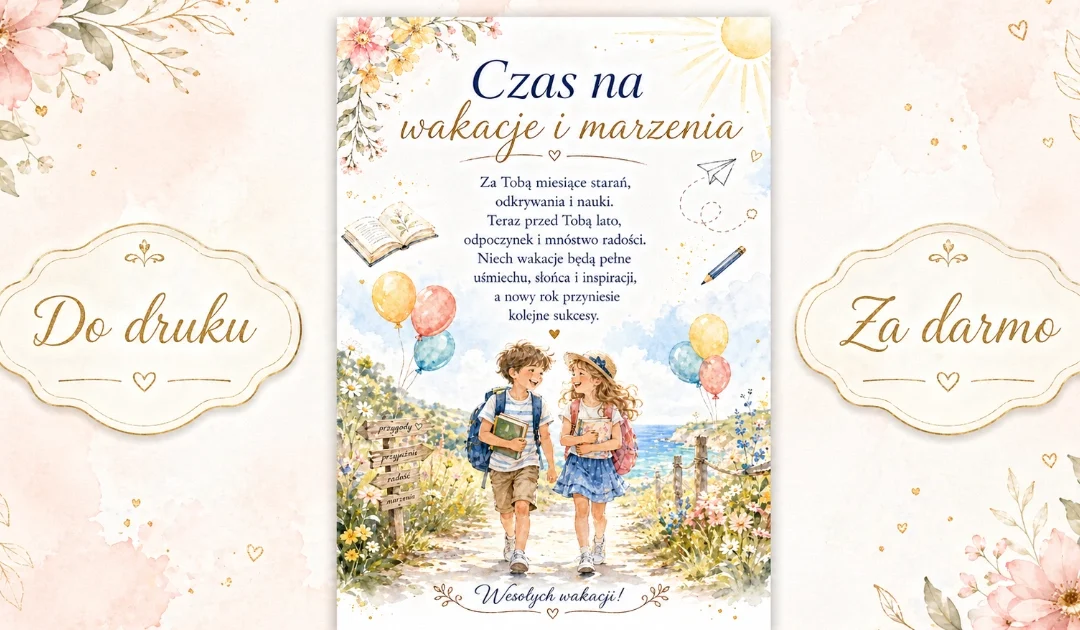 Czas na wakacje i marzenia – wkładka na zakończenie roku szkolnego