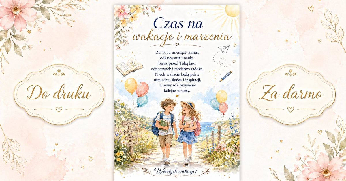 Czas na wakacje i marzenia – wkładka na zakończenie roku szkolnego