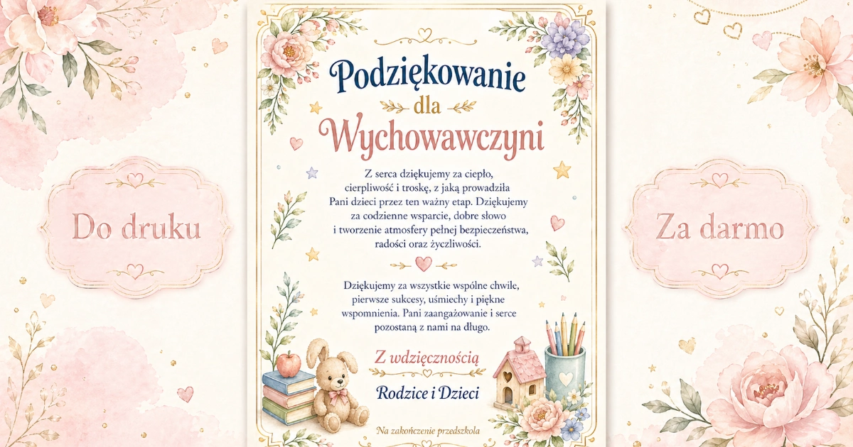 Podziękowanie dla Wychowawczyni