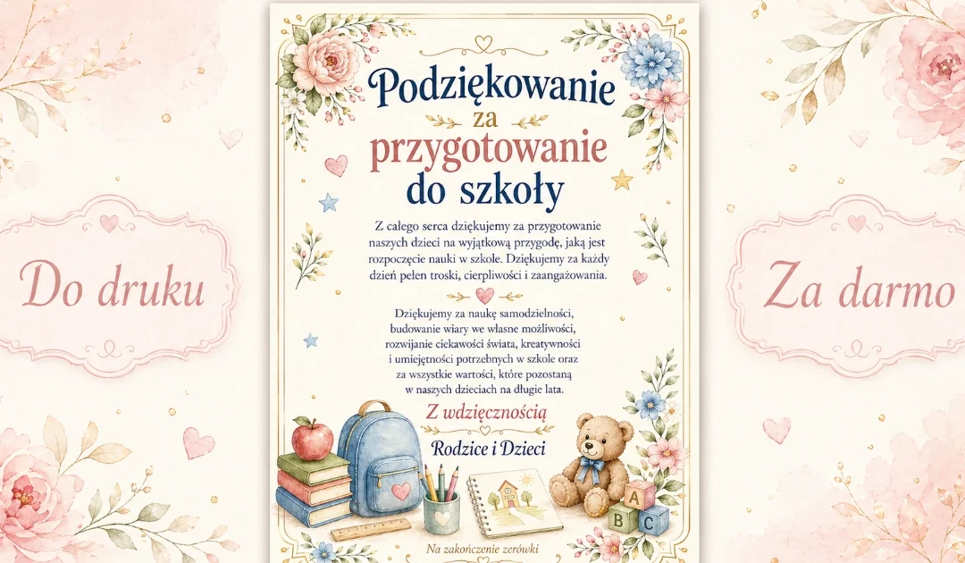 Podziękowanie za przygotowanie do szkoły (na pożegnanie przedszkola)