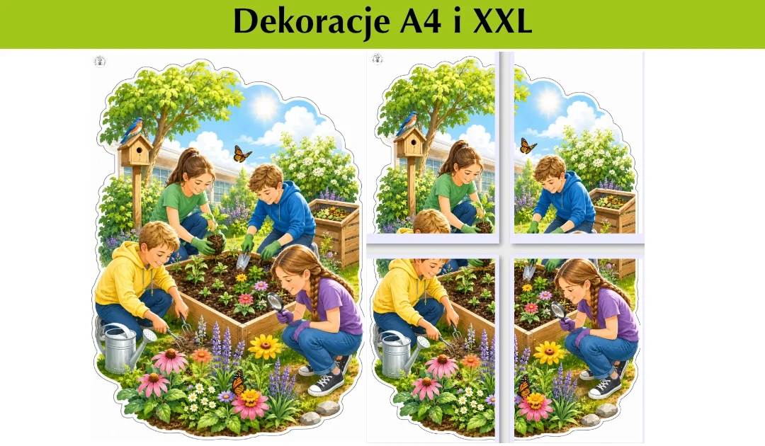 Dekoracje A4 i XXL: Szkolny ogródek przyjazny przyrodzie