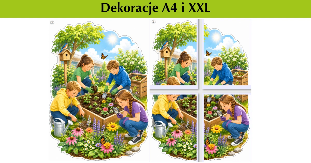 Dekoracje A4 i XXL: Szkolny ogródek przyjazny przyrodzie